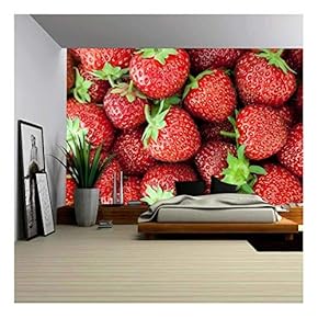 Fresh Ripe Strawberry Closeup - Canvas Art Wall Mural Decor - 66"x96"