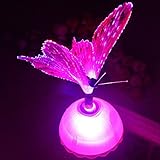 Moobom Fiber Optic Butterfly LED Color Change Night Light Lamp Pink