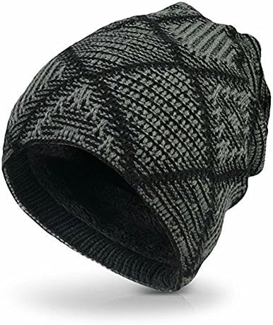 Neonr Beanie Hat Knit Hat Winter Skull Wool Plus Velvet Hat Skiing Warm Hat for Men and Women (Grey)