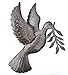 Dove of Peace, Symbol of Tranquility, Carrying an Olive Branch, Wall Hanging Birds, Fall Home Decor Handmade in Haiti from Recycled Steel Barrels, 17 X 17.5 Inches
