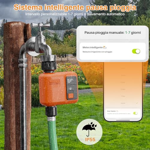 XinFuture WiFi Irrigation Control Unit with RF 300M Technology, Smart Watering Timer Compatible with APP and Alexa Vocal, Computer Irrigation, Rain Delay Timer