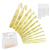 Mocoosy 13 pcs Large Crochet Hooks + 9pcs Large-Eye Blunt Needles Large with Case Crochet Hook Set for Crocheting Knitting DIY Size 3-20mm