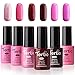 Tertio Soak Off Gel Nail Polish Set, UV LED Nail kit Pink Varnish, Pack of 6 Colors 10ml, Gift Box 2017 Series