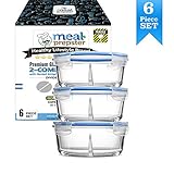 Glass Meal Prep 2 Compartment Round Containers with Vented Lids Gift Set (3 Pack) Dishwasher Freezer Microwave Oven Safe - BPA Free Food Storage Solution!