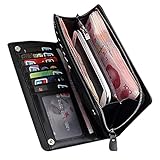 DDLBiz Fashion Leather Men's Wallet Business Long Wallet Zipper Purse (Black)