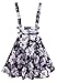 Bluetime Women's High Waist Hollow Out Floral Print Mini Skater Suspender Skirt (L, Black)