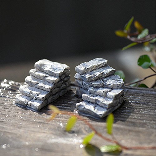 COOLTOP 2pcs (2 styles) Miniature Stairs Gardening Fairy Garden Miniature Accessories Micro Landscape Decor - Thumbnail 4