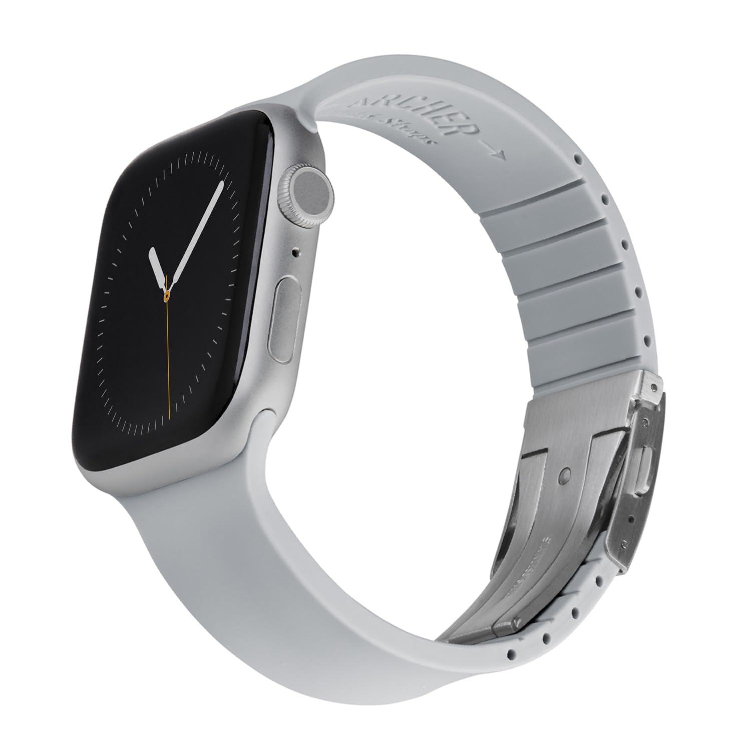 Archer Watch Straps - Custom Fit Silicone Straps for Apple Watch (Platinum Gray, Silver Clasp, 40/41/42mm) — image 1