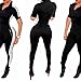 Bodycon4U Women Sexy Short Sleeve Zipper Sport Fitness Bodycon Jumpsuit Romper Unitard Black S
