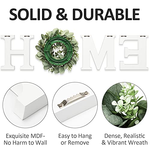 Wood Home Sign for Wall Decor Wooden Home Letters with Wreath Artificial Eucalyptus Modern Decorative Hanging Home… - Image 8