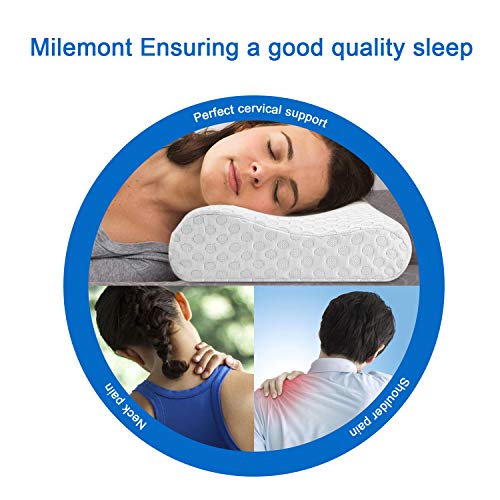 Milemont Memory Foam Pillow, Bamboo Charcoal Memory Foam, Cervical Pillow for Neck Pain, Orthopedic Contour Pillow Support for Back, Stomach, Side Sleepers, Pillow for Sleeping, CertiPUR-US, Standard