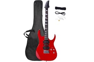 Ktaxon Full-Size Electric Guitar, Solid Body HSH Pickups 170 Guitars Beginner Kit with Gig Bag, Shoulder Strap, Tremolo Arm, Cable, Picks All Accessories (Red)