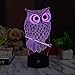 3D Illusion Animal Owl Remote Control LED Desk Table Night Light Lamp 7 Color Touch Lamp Kiddie Kids Children Family Holiday Gift Home Office Childrenroom Theme Decoration by HUI YUAN