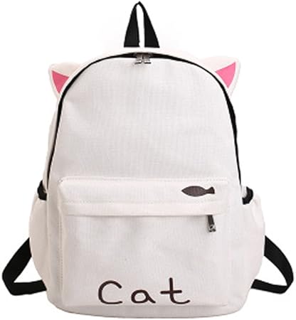 Amazon Co Jp リュック バッグ 軽量 コンパクト中学生 高校生 可愛い 猫耳 ウサギ耳 リュックサック ホワイト Cat シューズ バッグ