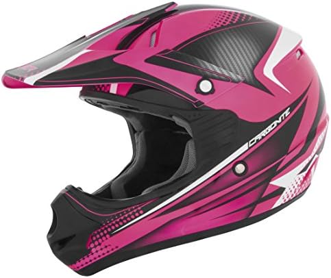 Cyber Helmets 640223 UX-23 Carbonite Helmet, Distinct Name: Pink/Black, Helmet Category: Offroad, Helmet Type: Offroad Helmets, Primary Color: Pink, Size: 2XL, Gender: Womens
