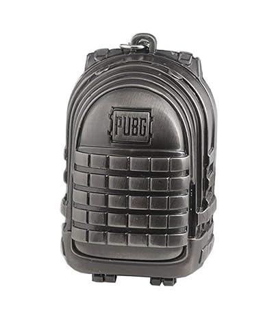 PUBG Game Backpack Miniature Key Ring - Metal Key Chain Collectible - Grey Color - 2.3 x 1.3 x 1.0 (inches)