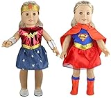 Tatuer Doll Clothes Super Hero Costume+Wonder Woman Outfit for 18 Inch American Girl Dolls (Dolls Not Included)