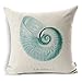 Kingla Home Coastal Theme Blue Conch Shell Throw Pillow Case 18 X 18 Inch Cotton Linen Square Cushion Covers for Sofa