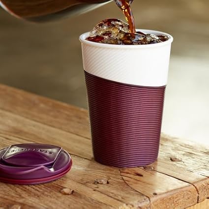 Amazon Starbucks スターバックス アメリカ 限定 セラミック トラベラー ホーム タンブラー シリコン スリーブ ボルドー ショート サイズ 8 Oz 並行輸入品 Starbucks ロックグラス 通販