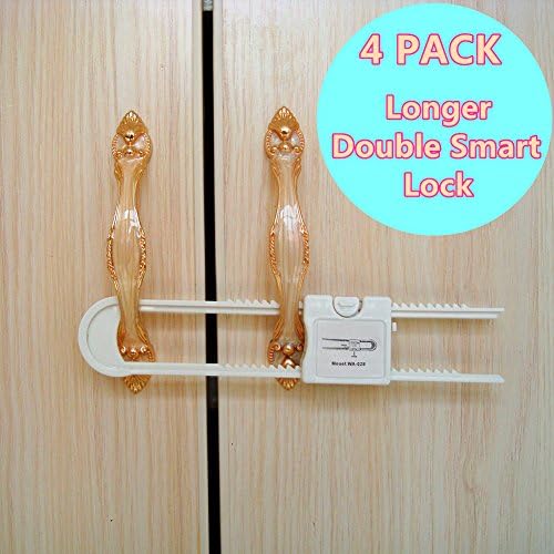 TBeloved Cabinet Baby Lock ,Cabinet Child Safety Locks, 2rd Generation Upgrade DUAL Smart Locks For Knobs and Handles(No Drill No Screw No Adhesive - 4 Pack ,White)