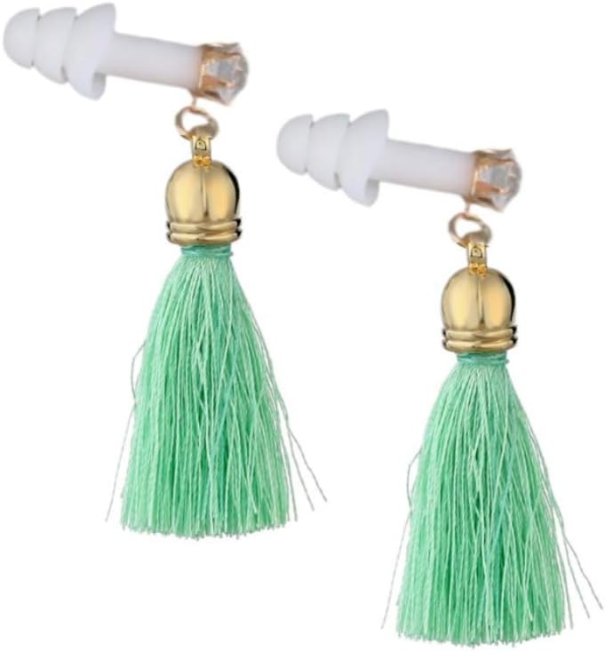 Matcha Mint Green Rhinestone Tassel Sleeping Earplugs