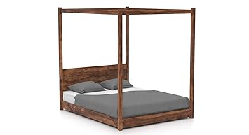 Urban Ladder Striado Four Poster Bed Finish Teak Bed Size Queen Amazon In Queen Size Four Poster Bed Frame