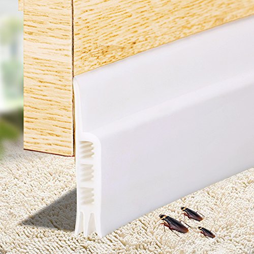Click Here to See More Images Draft Stopper Bottom Door Seal Strip Weather Stripping Under Door Sweeps for Bugs Proof Soundproof and Energy Saving, 2inch Width X 36inch Length (White)