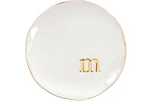 COLLECTIVE HOME - Ceramic Jewelry Tray, Decorative Trinket Dish for Rings Earrings Necklaces Bracelet Watch Keys, Birthday Mother's Day Christmas Gift for Women, 4.75", Glossy (m)