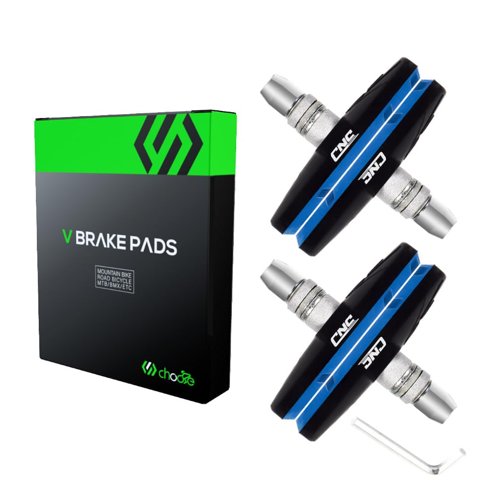 Chooee Bike V-Brake Pads, Bicycle 70mm Brake Pad Set, 2 Pairs Universal Brake Shoes Black/Blue