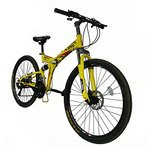Xspec 26" 21 Speed Folding Mountain Bike Bicycle Trail Commuter Shimano Yellow