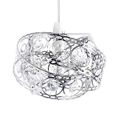 Gem Wrap Twist Design Glamour Silver Metal Lamp Shade Easy Fit