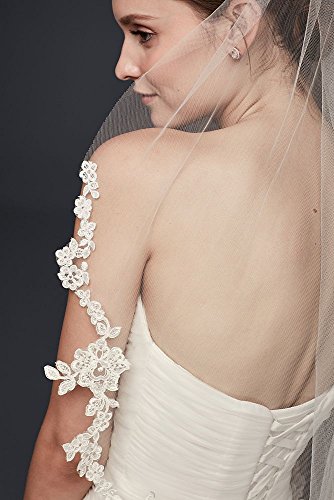 Corded Lace Edge Fingertip Veil Style V402, Ivory