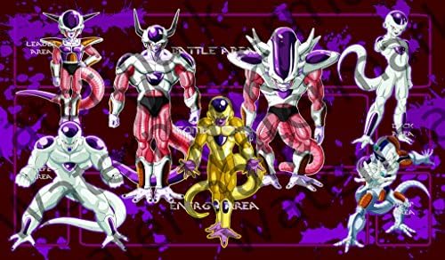 Masters of trade Dragonball Super Frieza collage DBZ DBS TCG CCG playmat gamemat 24" wide 14" tall for trading card game smooth cloth surface rubber base
