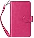 ULAK Galaxy S5 Case, Samsung S5 Wallet Case, Fashion PU Leather Magnet Wallet Flip Case Cover with Built-in Credit Card/ID Card Slots for Samsung Galaxy S5 SV Galaxy S V i9600- Hot Pink