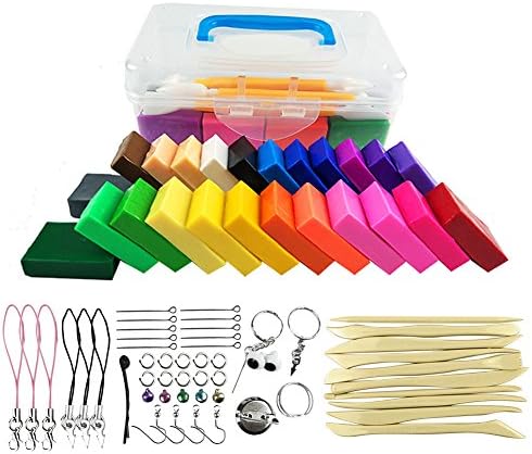 HTOYES Polymer Clay Oven Bake 24 Blocks with 10 Plastic Sculpting Tools and 44 Accessories All in One Box