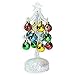 BANBERRY DESIGNS Glass Christmas Tree with LED Lights - White Iridescent Glitter with 12 Mini Ball Ornaments - 8 1/2