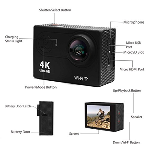 3 Waterproof+Camcorder+170%25C2%25B0Wide+Angle+Rechargeable+Batteries