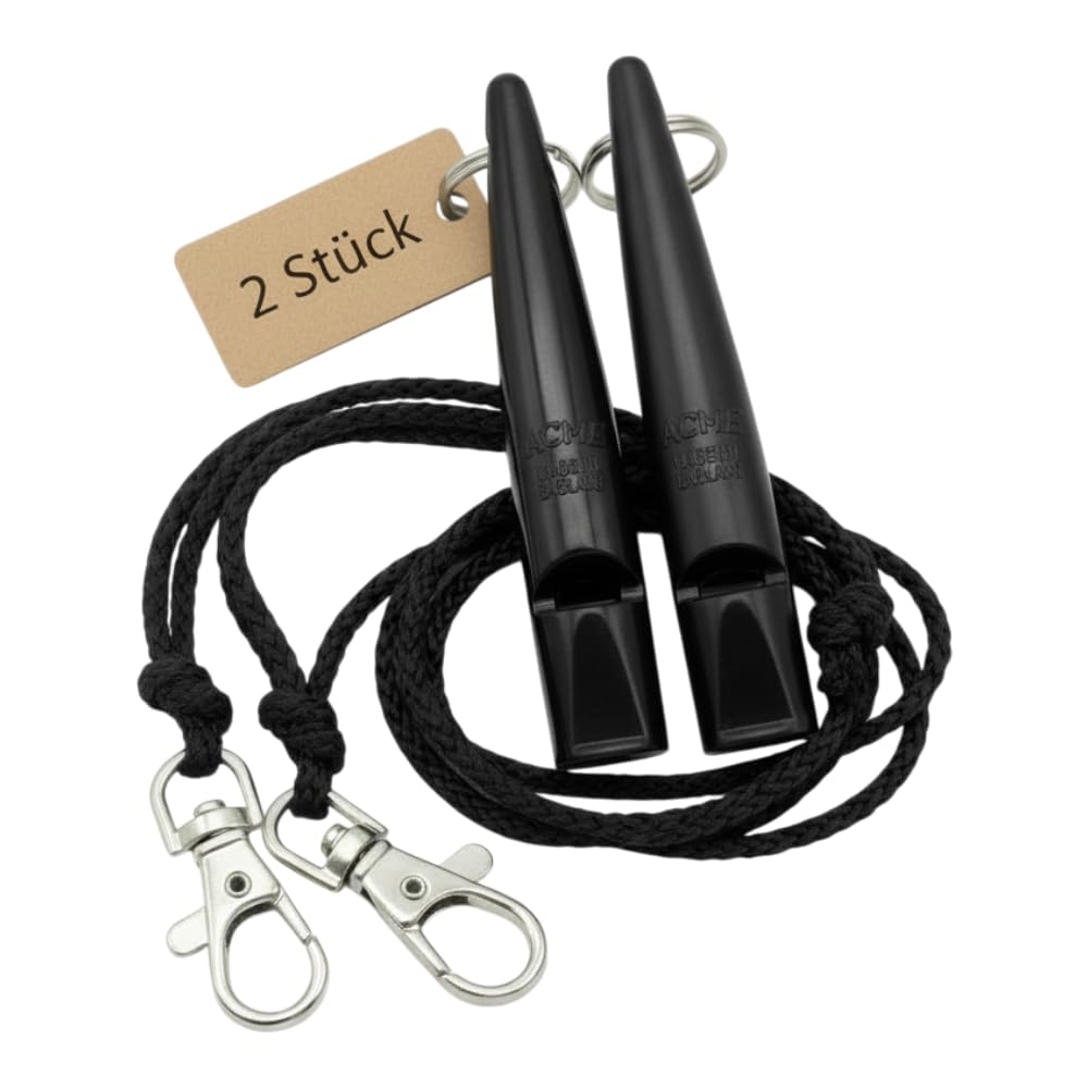 ACME Dog Whistle No. 210.5 with Whistle Band | Double Pack | 2 Whistles Including 2 Bands | Ideal for Recall - Loud and Far-reaching (Black + Black)