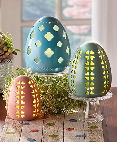 Small Lighted Ceramic Easter Egg - Image 3
