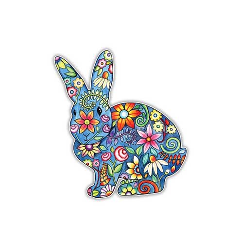 Bunny Sticker Rabbit Flowers Decal by Megan J Designs - Laptop Car Vinyl Tumbler Sticker