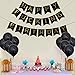 BESTOYARD Happy FING Birthday Decorations Banner with 10pcs Black Latex Balloons Party Favors