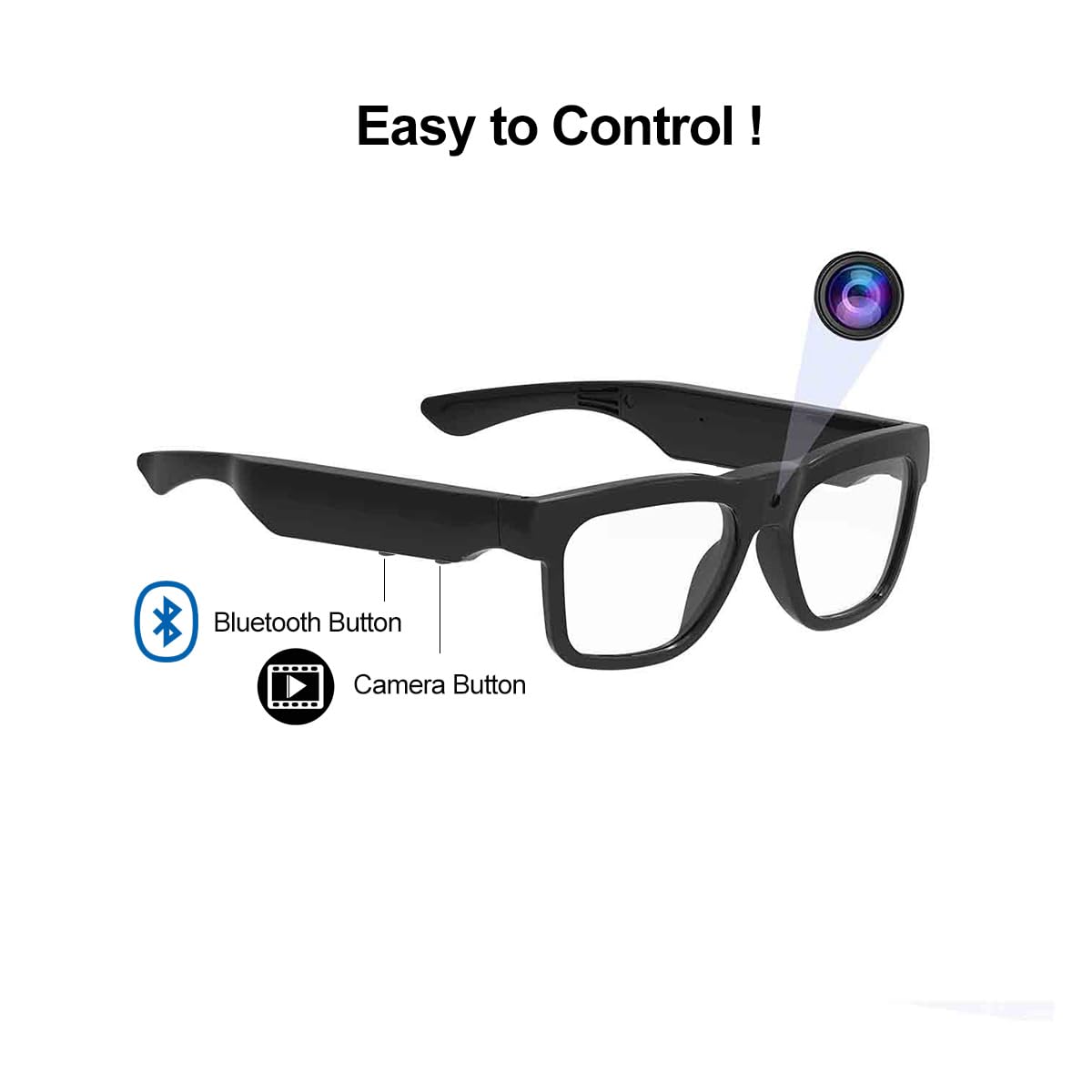OhO Smart Glasses with Full HD Camera & Open Ear Bluetooth Speaker Headphone,Built in Memory,for Men Women