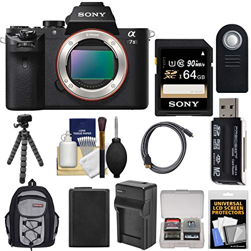 Sony Alpha A7 II Digital Camera Body with 64GB Card + Battery & Charger + Backpack + Tripod + Kit