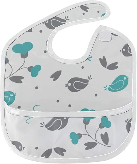 Säuglingslätzchen Bunte Cartoon Vögel und Blumen Monatliche