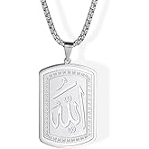 LIKGREAT Allah Necklace for Men Ayatul Kursi Muslim Necklace Allah Pendant Necklace Islamic Muslim Jewelry