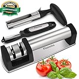 Kitchen Knife Sharpener Manual for Straight and Serrated Knives + Peeler and Apple Corer Professional Set. Keep your knife sharp!