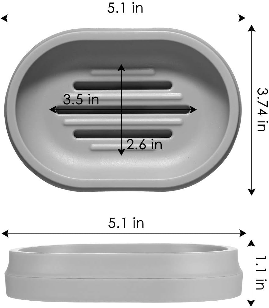 Homemaxs Soap Dishes 3 Pack ,【2021 Newest】 Soap Bar Holder with Drainage Design,Double-Layer Soap Saver Lightweight Portable Easy Cleaning Soap Box for Bathroom Shower Kitchen Washing Room（Grey）: Kitchen & Dining