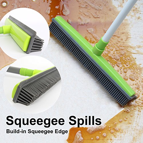 Push Broom Extra Long Handle Rubber Bristles Sweeper Squeegee Edge 55.1 inches Scratch Free
