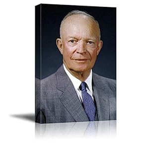 Portrait of President Dwight D. Eisenhower - Inspirational Famous People Series | Giclee Print Canvas Wall Art. Ready to Hang - 12"x18"