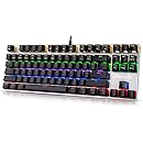 Gaming Mechanical Keyboard Led Backlit - Hcman USB Wired Computer Gaming Keyboard Blue Switches with Cool 6 Colors Light for PC or Mac,87 Keys (Silver)